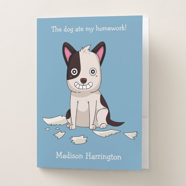 Cute  & Funny Dog custom name, text & color Pocket Folder (Front)