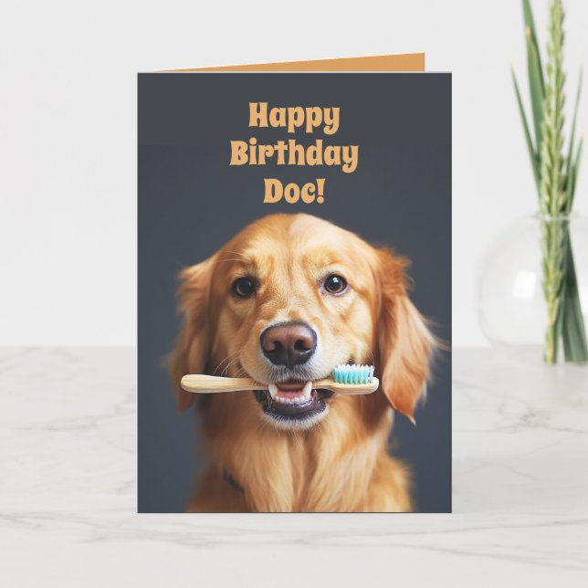Cute Funny Dog for Dentist Birthday Folded Card (Front)