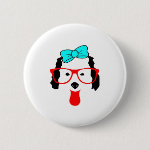 Cute Funny Dog Head Drawing Button