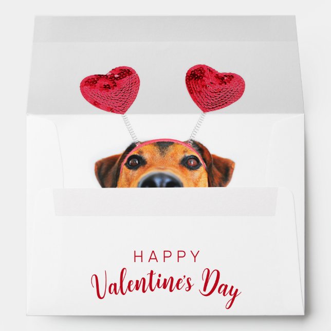 Cute Funny Dog Heart Headband Valentine's Day Envelope (Back (Bottom))