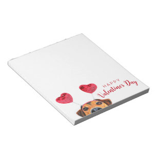 Cute Funny Dog Heart Headband Valentine's Day Notepad