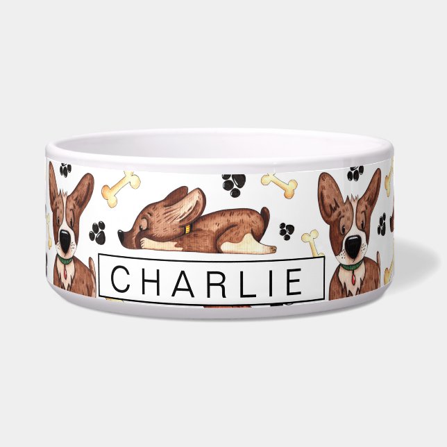 Cute Funny Dog Personalized Pet Bowl (Front)