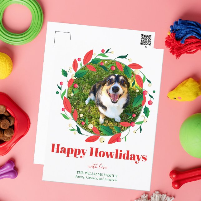 Cute Funny Dog Photo Happy Howlidays Christmas Postcard (Creator Uploaded)