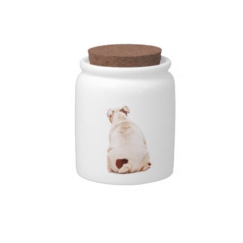 Cute funny dog white Bulldog Candy Jar