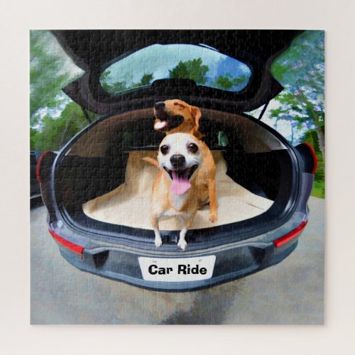 Cute Funny Dogs Going For Car Ride Jigsaw Puzzle