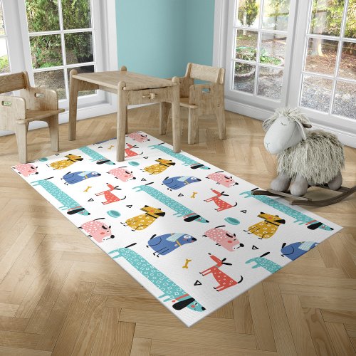 Cute Funny Dogs pattern kids Rug