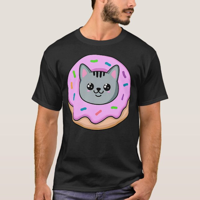 Cute Funny Donut Cat T-Shirt (Front)
