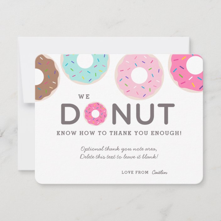 Cute Funny Donut Thank You Cards | Zazzle.com