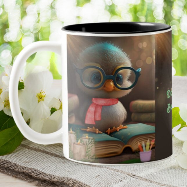 Cute Funny Duck Dont Worry Be Quacky personalized  Two-Tone Coffee Mug (Creator Uploaded)