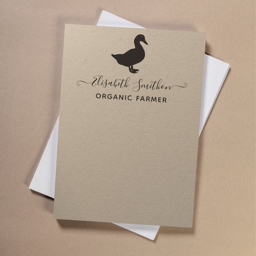 Cute Funny Duck Organic Market Personal Stationery Note Card