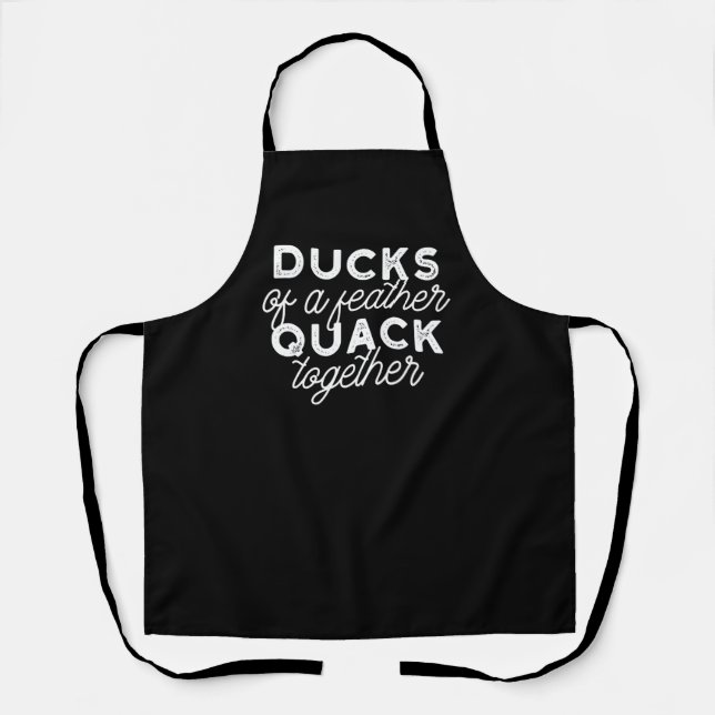 Cute Funny Ducks Puns Quote II Black Ver Apron (Front)