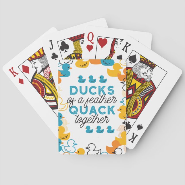 Cute Funny Ducks Puns Quote Poker Cards (Back)
