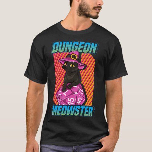 Cute Funny Dungeon Meowster Gaming T_Shirt