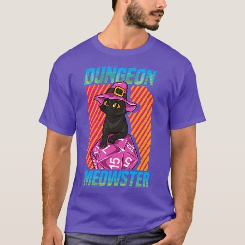 Cute Funny Dungeon Meowster Gaming T_Shirt
