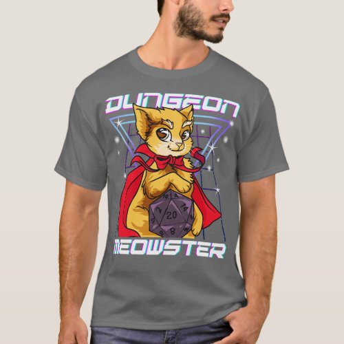 Cute Funny Dungeon Meowster Tabletop Gamer T_Shirt