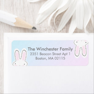 Cute funny Easter bunnies pastel colors address Label