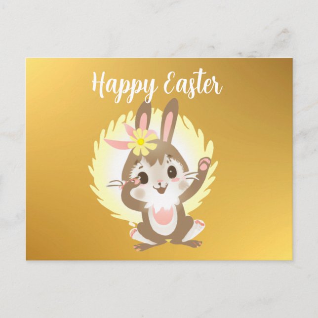 Cute Funny Easter Bunny  Holiday Postcard (Front)