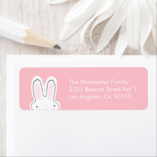 Cute funny Easter bunny pastel pink address Label