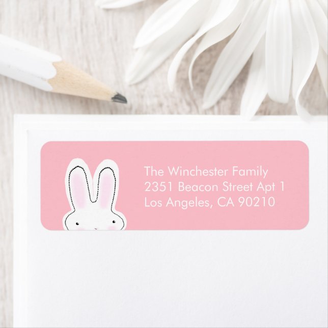 Cute funny Easter bunny pastel pink address Label (Insitu)