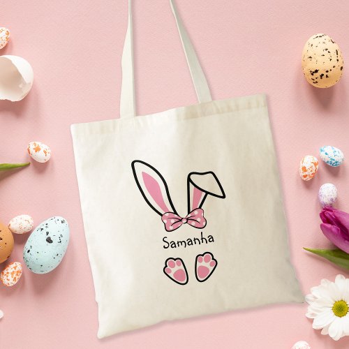 Cute Funny Easter Bunny Pink Hunter Tote Bag