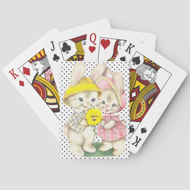 Cute  Funny Easter Bunny Poker Cards (Back)