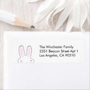 Cute funny Easter bunny white black address Label