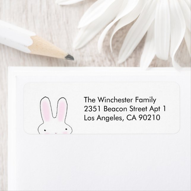 Cute funny Easter bunny white black address Label (Insitu)