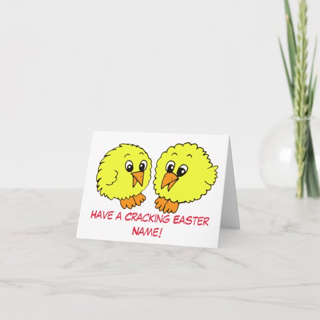 Cute Funny Easter Chicks Cartoon Card (Front)