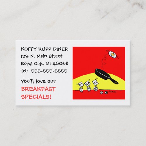 Cute Funny Eggs Cartoon Breakfast Diner Restaurant Business Card