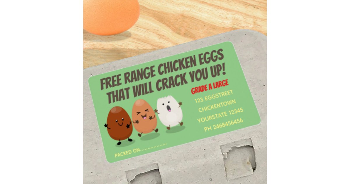 Cute funny eggs cartoon egg carton label | Zazzle