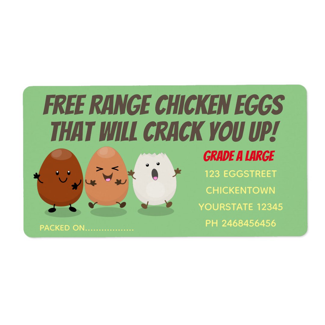 Cute funny eggs cartoon egg carton label | Zazzle