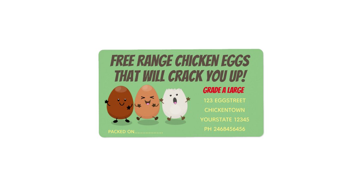 Cute funny eggs cartoon egg carton label | Zazzle