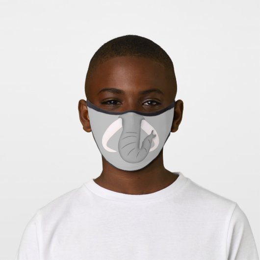 Cute Funny Elephant Face Cartoon Style Kids Premium Face Mask (Worn)