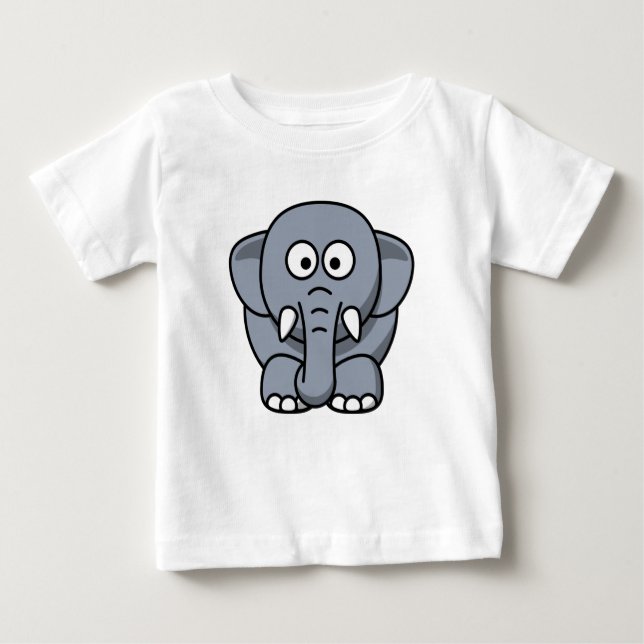 Cute Funny Elephant - Gray T-Shirt (Front)