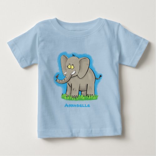 Cute funny elephant with bird on trunk cartoon baby T_Shirt