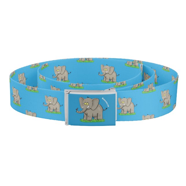 Cute funny elephant with bird on trunk cartoon belt (Coil)