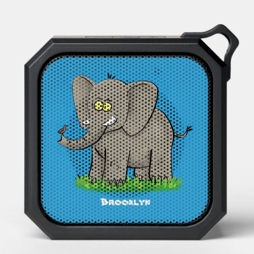 Cute funny elephant with bird on trunk cartoon bluetooth speaker