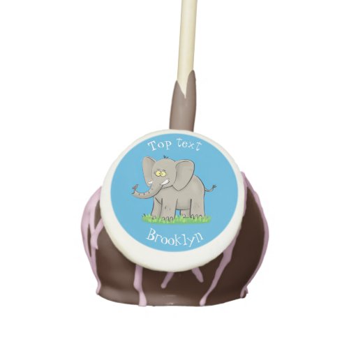 Cute funny elephant with bird on trunk cartoon cake pops