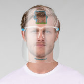 Cute funny elephant with bird on trunk cartoon  face shield (Insitu)