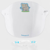 Cute funny elephant with bird on trunk cartoon  face shield (Front w/Glasses)