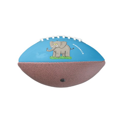 Cute funny elephant with bird on trunk cartoon football