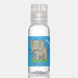 Cute funny elephant with bird on trunk cartoon hand sanitizer