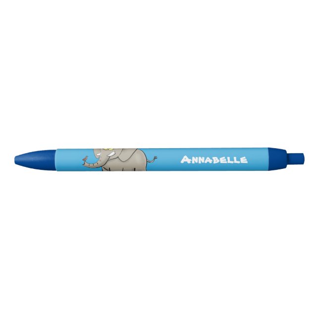 Cute funny elephant with bird on trunk cartoon pen (Front)