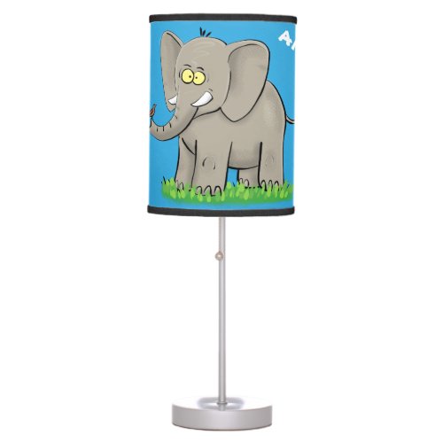 Cute funny elephant with bird on trunk cartoon table lamp