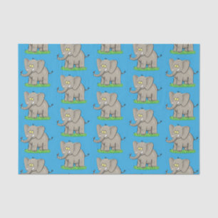 Cute funny elephant with bird on trunk cartoon tissue paper