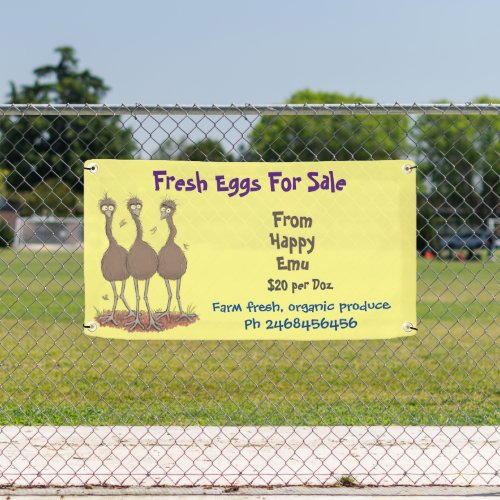 Cute funny emu cartoon eggs for sale sign