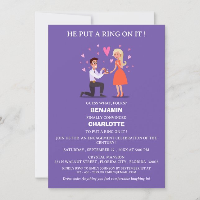 Cute & Funny Engagement Party Invitation (Front)