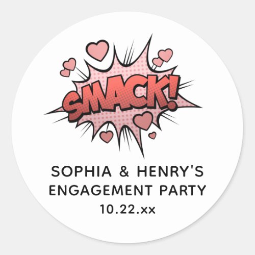 Cute Funny Engagement Party Retro Wedding Classic Round Sticker