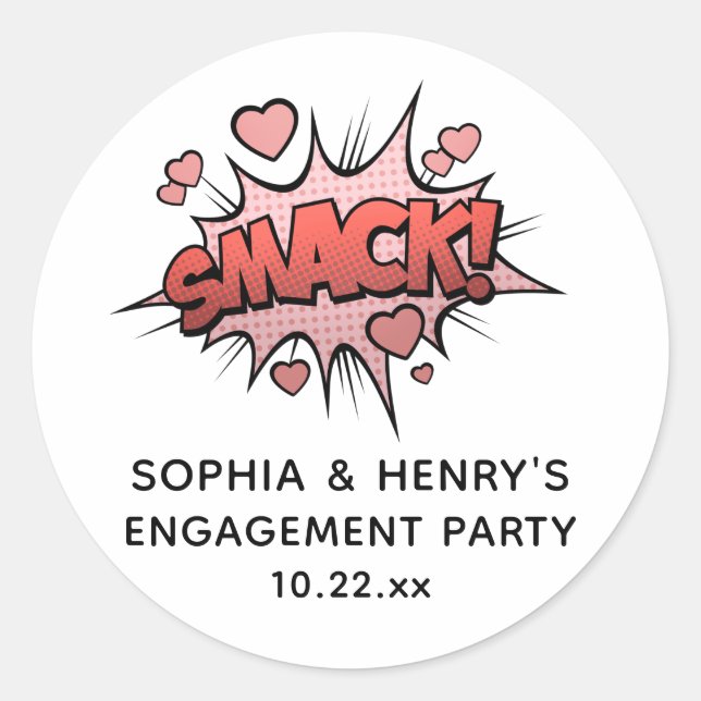 Cute Funny Engagement Party Retro Wedding Classic Round Sticker (Front)