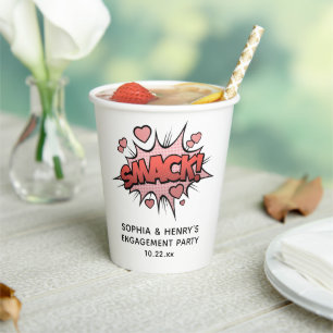 Cute Funny Engagement Party Retro Wedding Paper Cups